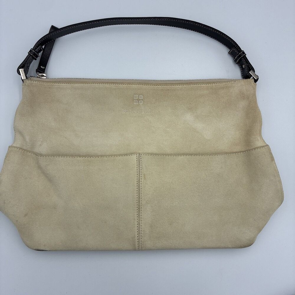 Vintage Kate Spade Beige Suede Handbag Made In Italy Tan